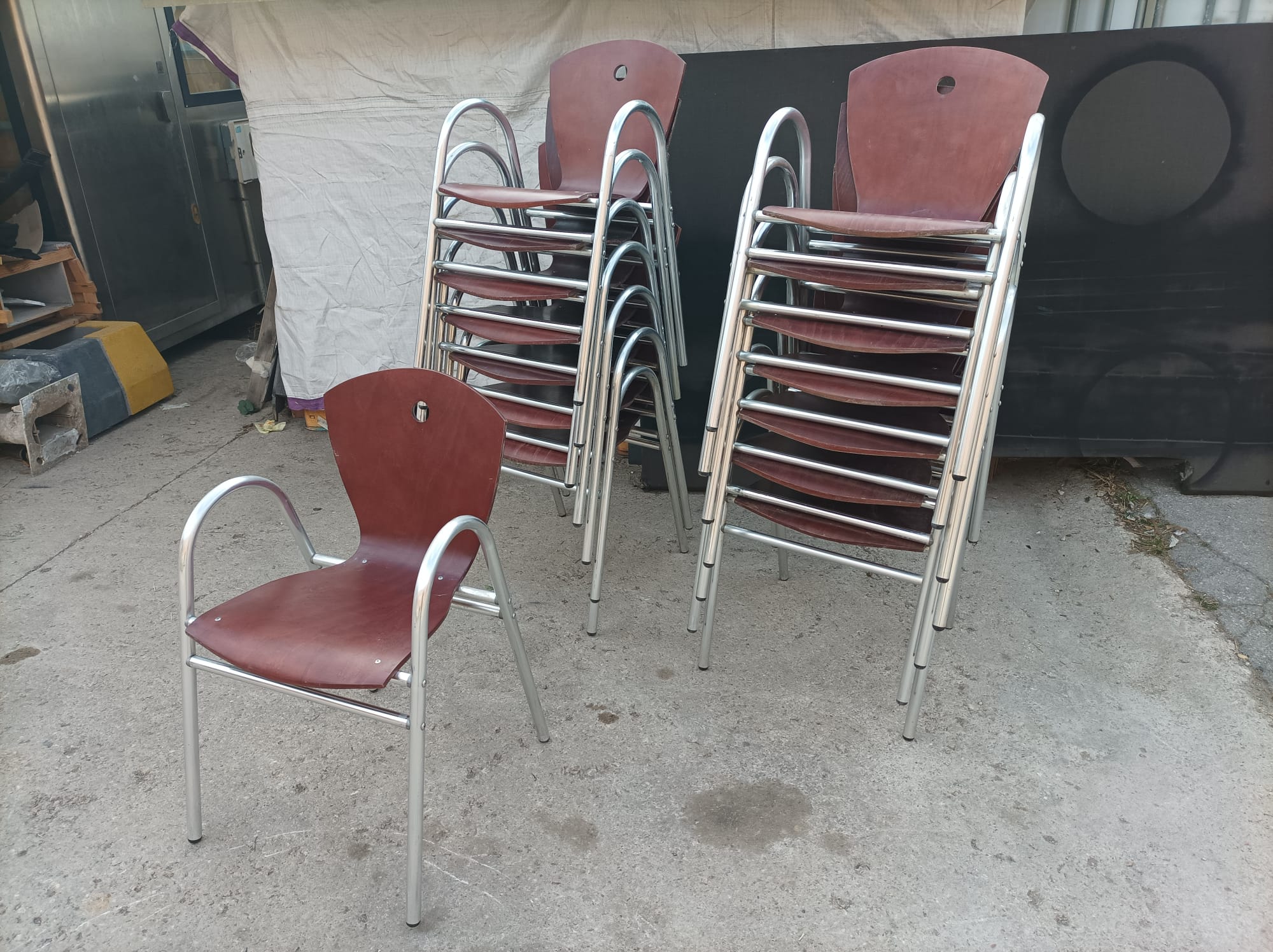 silla bar madera metal granate 15u.